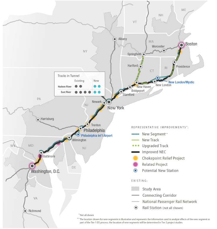 Figure 4-4: Preferred Alternative (Chokepoint, New Track, and New Segment Locations