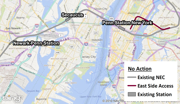 Figure 4-8 : No Action Alternative (Existing NEC through New York City)
