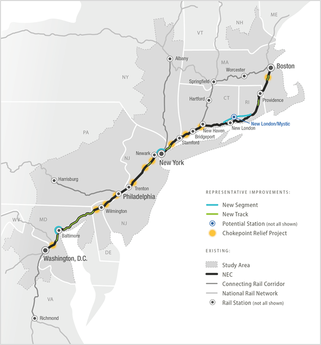 Figure 4-4 : Alternative 1 (Chokepoint, New Track, and New Segment Locations)