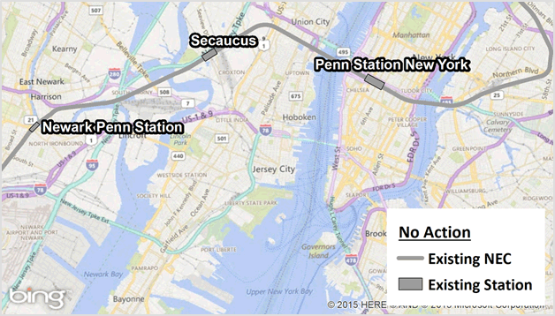 Figure 4-8 : No Action Alternative (Existing NEC through New York City)