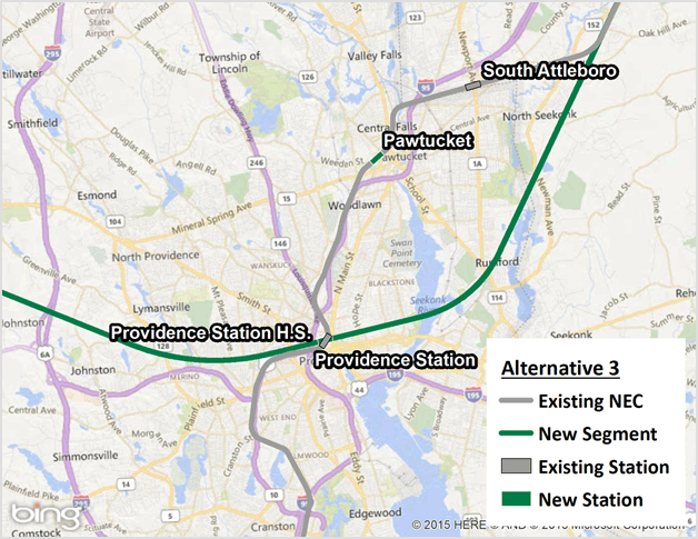 Figure 4-20 : Alternative 3 (Existing NEC and New Segments through Providence)